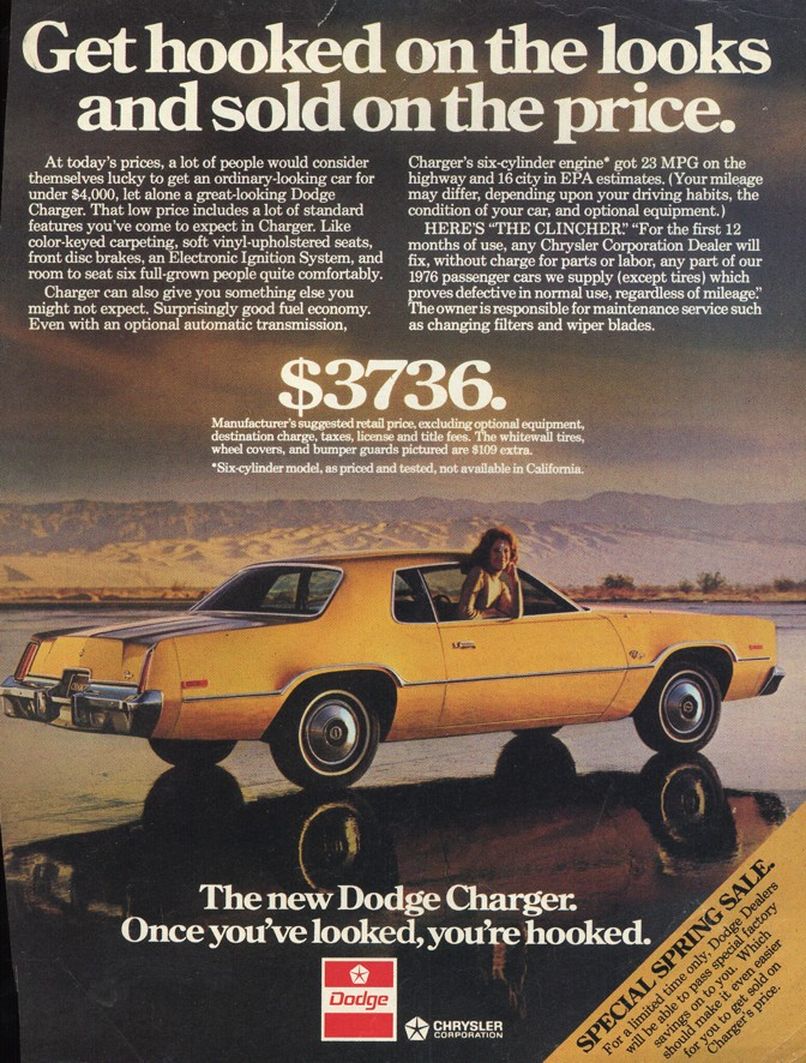 1972 Dodge Charger Balboa Motorhome Classic Car Advertisement Print Ad J94 